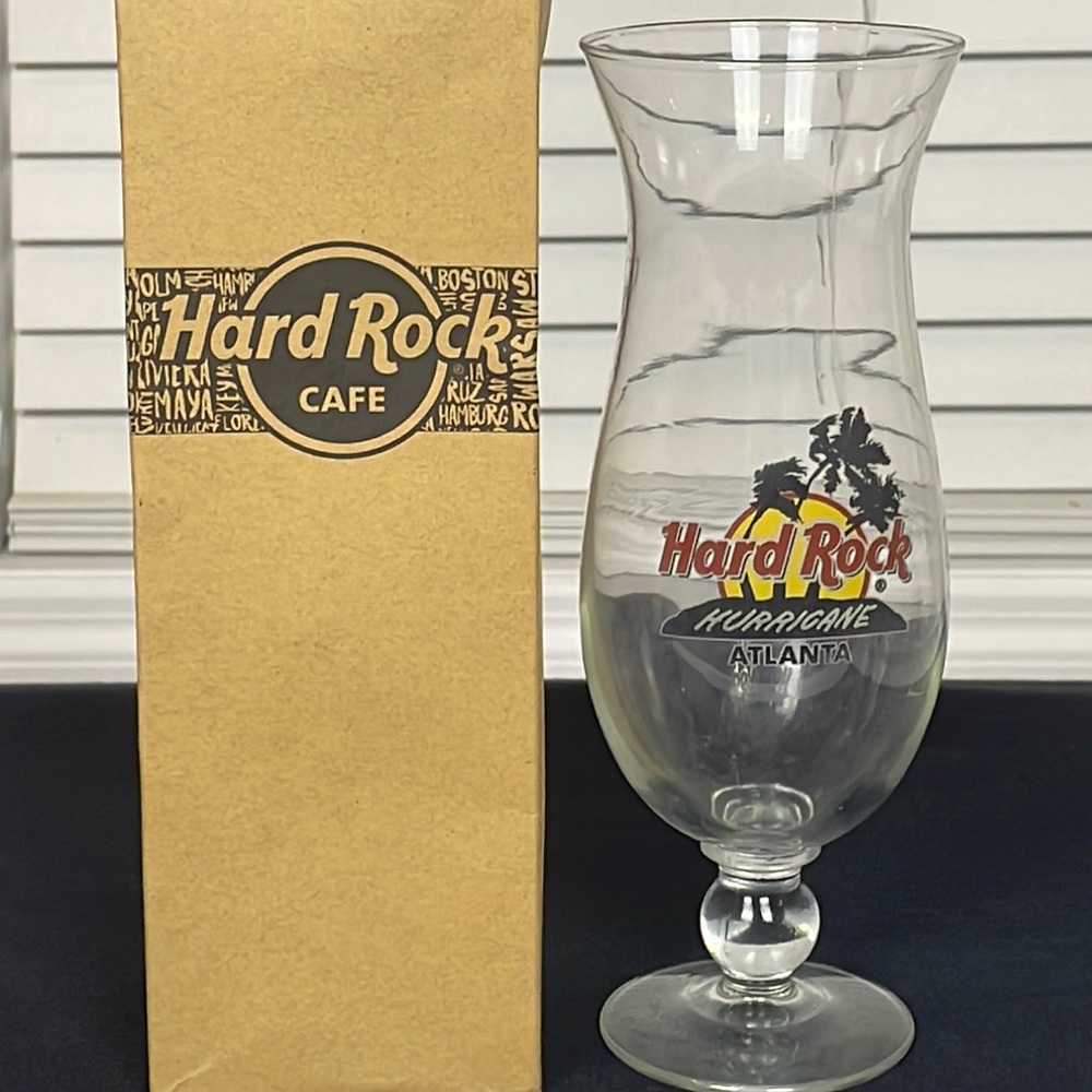 NWOT Hard Rock Cafe Hurricane Cocktail Drink Glass Atlanta